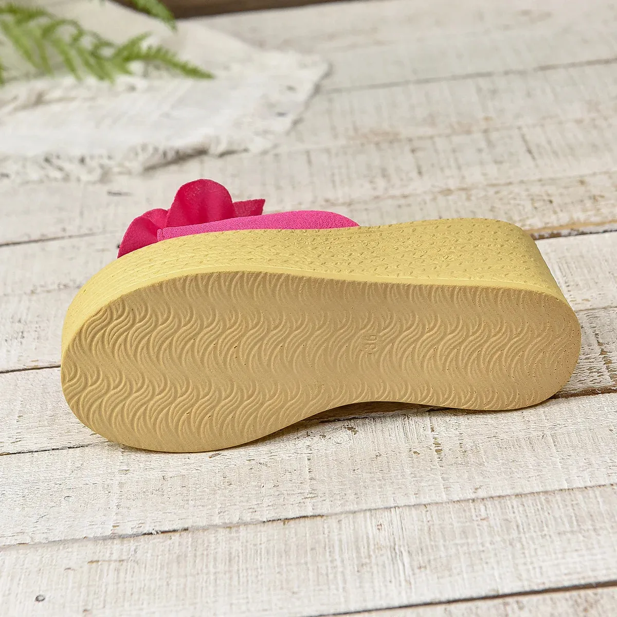 Aphixta Pearl Design Women Wedge Heels Slippers BabyPink Flower Sweet Mulers 4cm Platform Sandals Clog Shoe Slides Plus Size 43