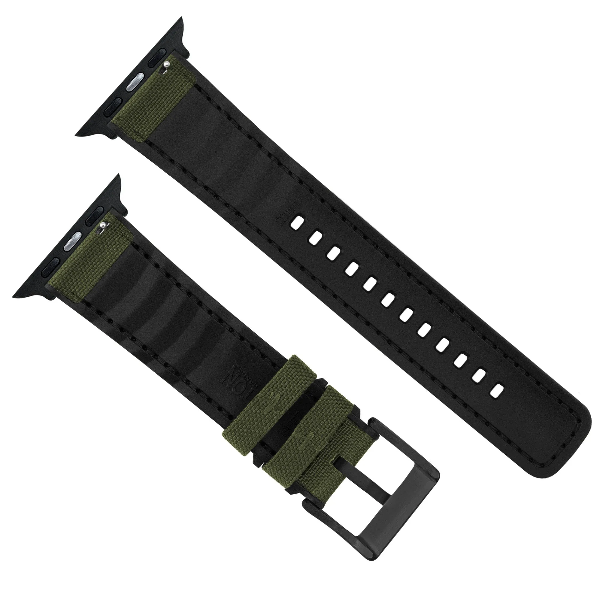 Apple Watch Army Green Cordura Fabric And Silicone Hybrid Watch Band