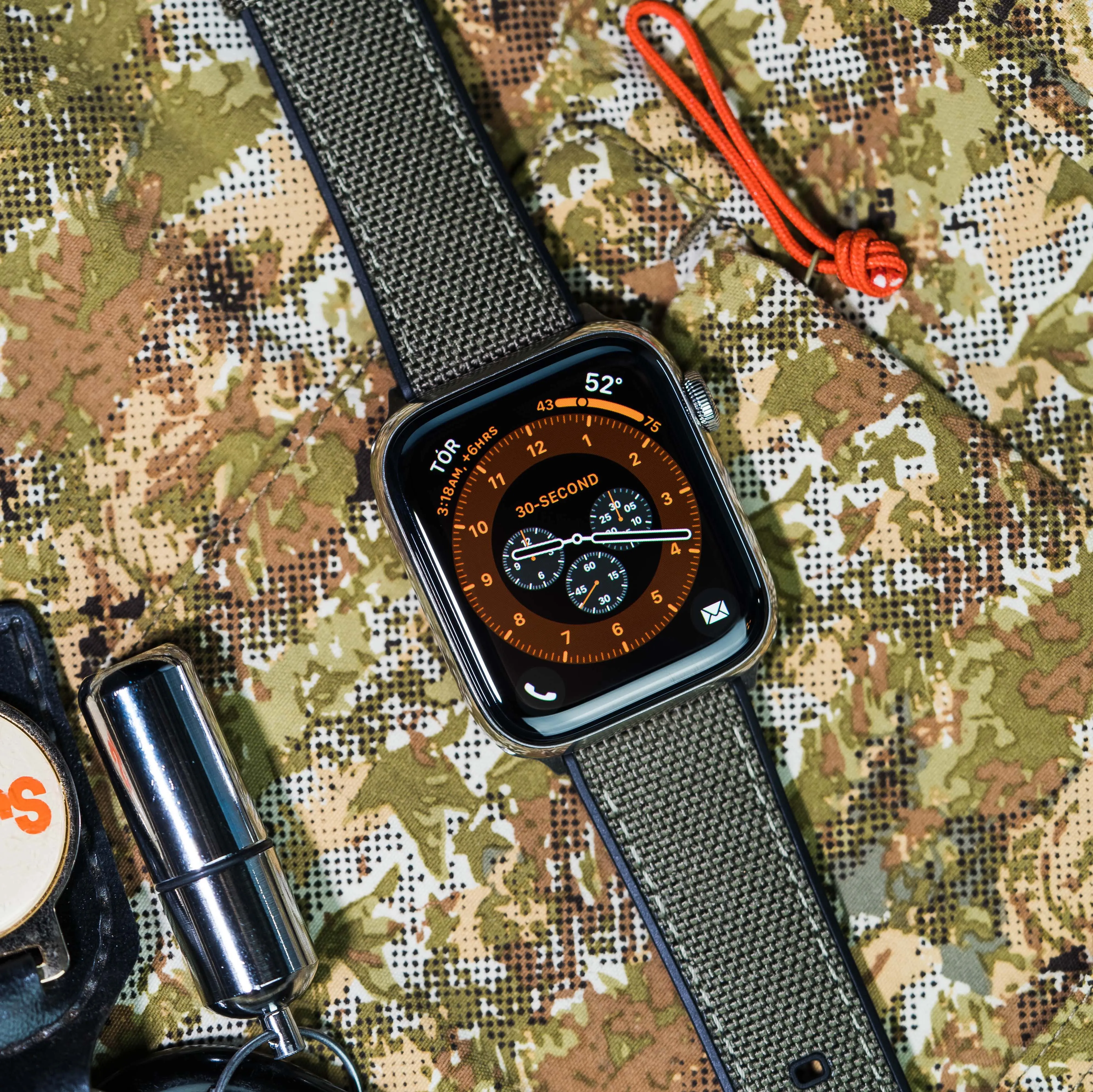 Apple Watch Army Green Cordura Fabric And Silicone Hybrid Watch Band