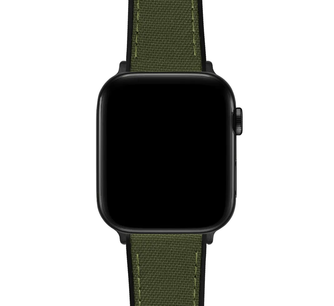 Apple Watch Army Green Cordura Fabric And Silicone Hybrid Watch Band