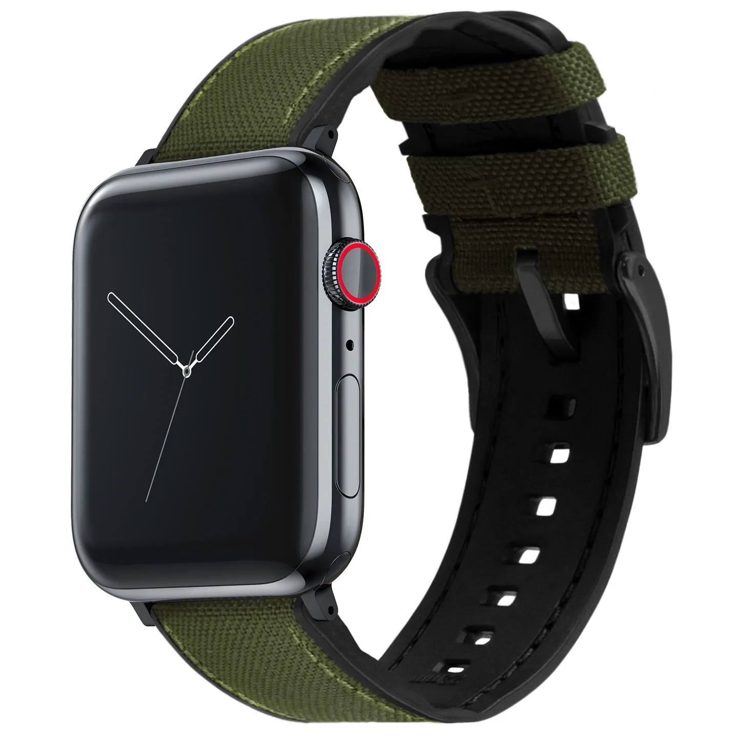 Apple Watch Army Green Cordura Fabric And Silicone Hybrid Watch Band