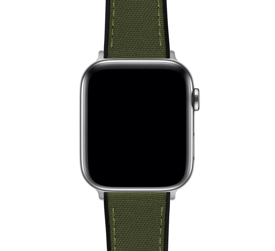 Apple Watch Army Green Cordura Fabric And Silicone Hybrid Watch Band