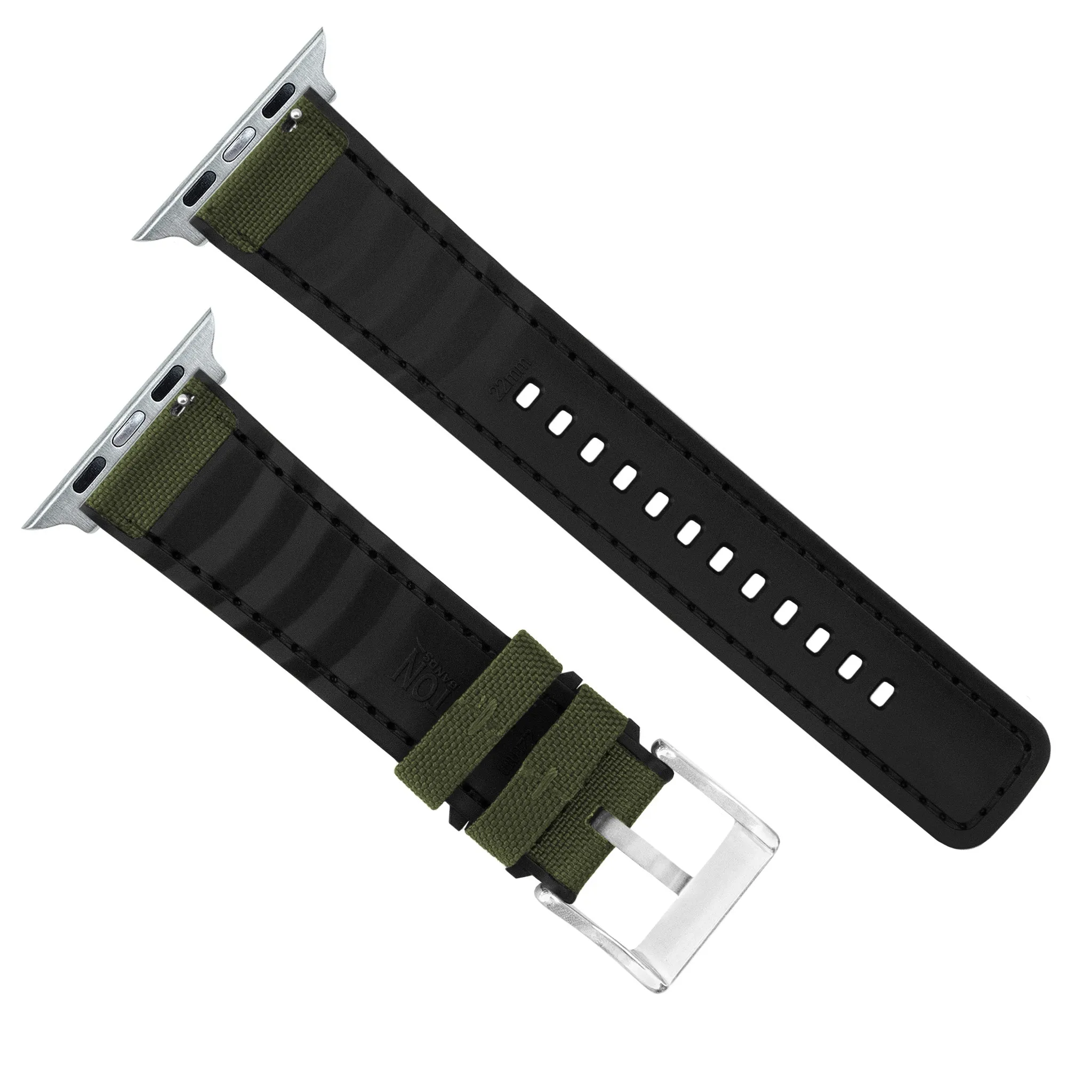 Apple Watch Army Green Cordura Fabric And Silicone Hybrid Watch Band