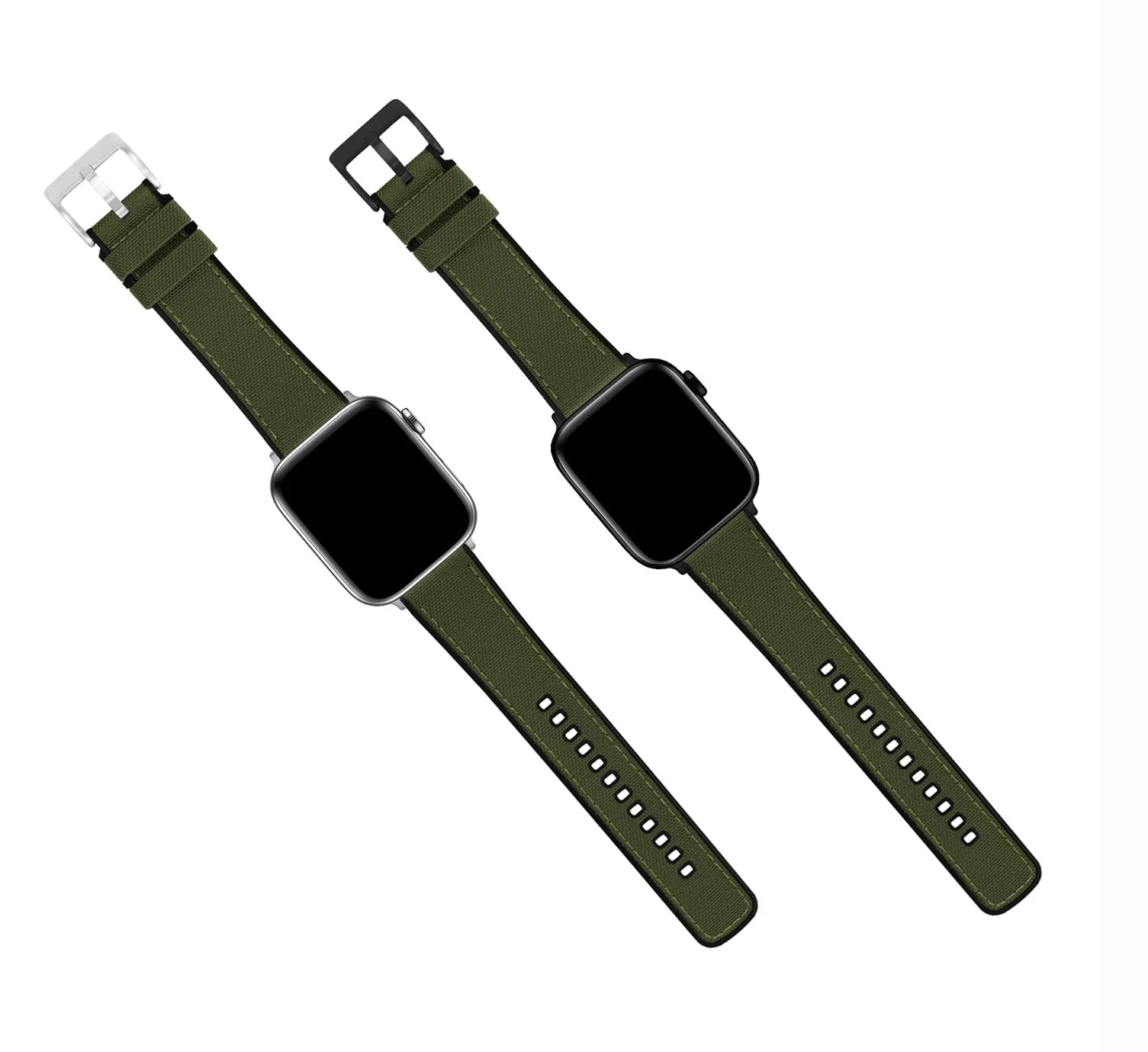 Apple Watch Army Green Cordura Fabric And Silicone Hybrid Watch Band