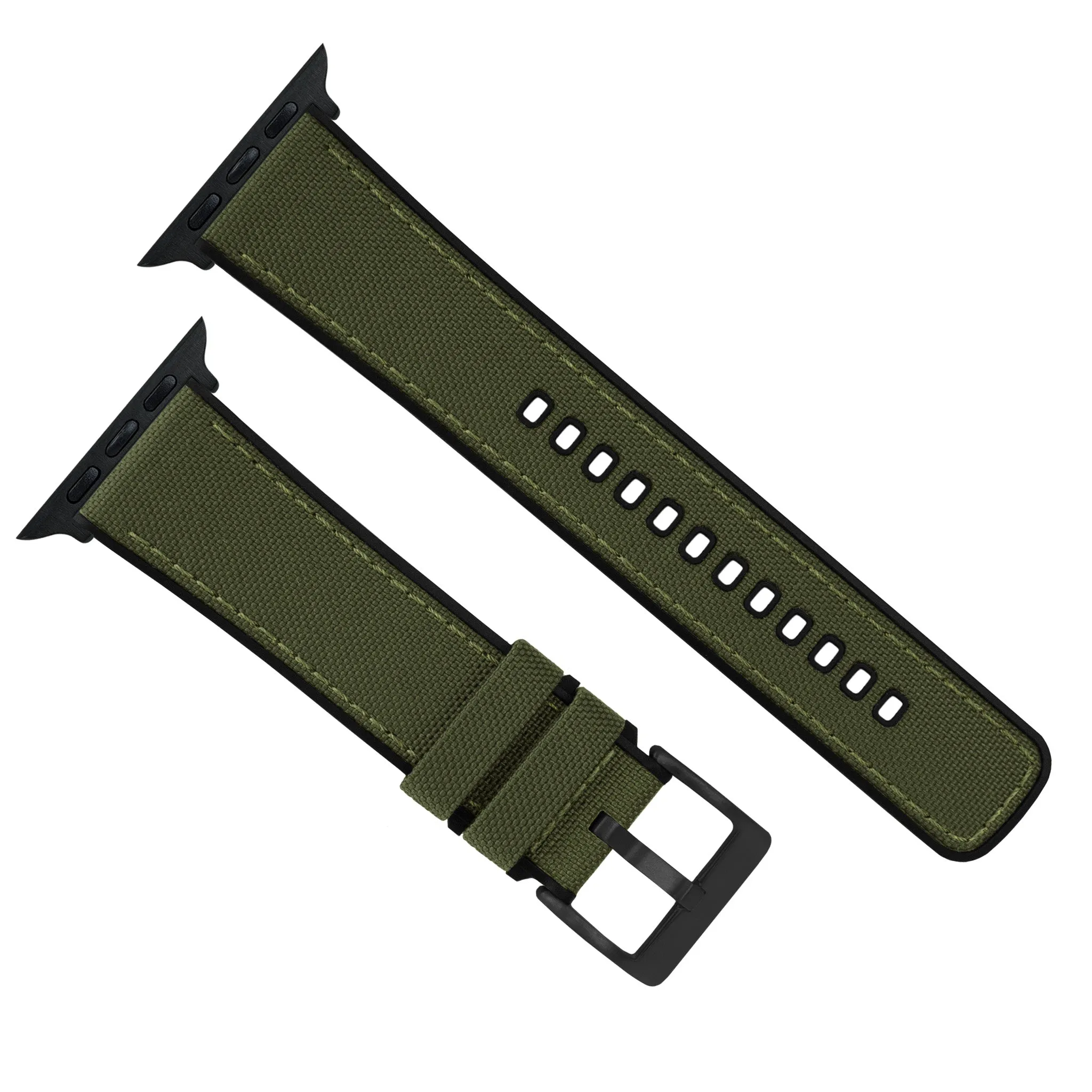 Apple Watch Army Green Cordura Fabric And Silicone Hybrid Watch Band