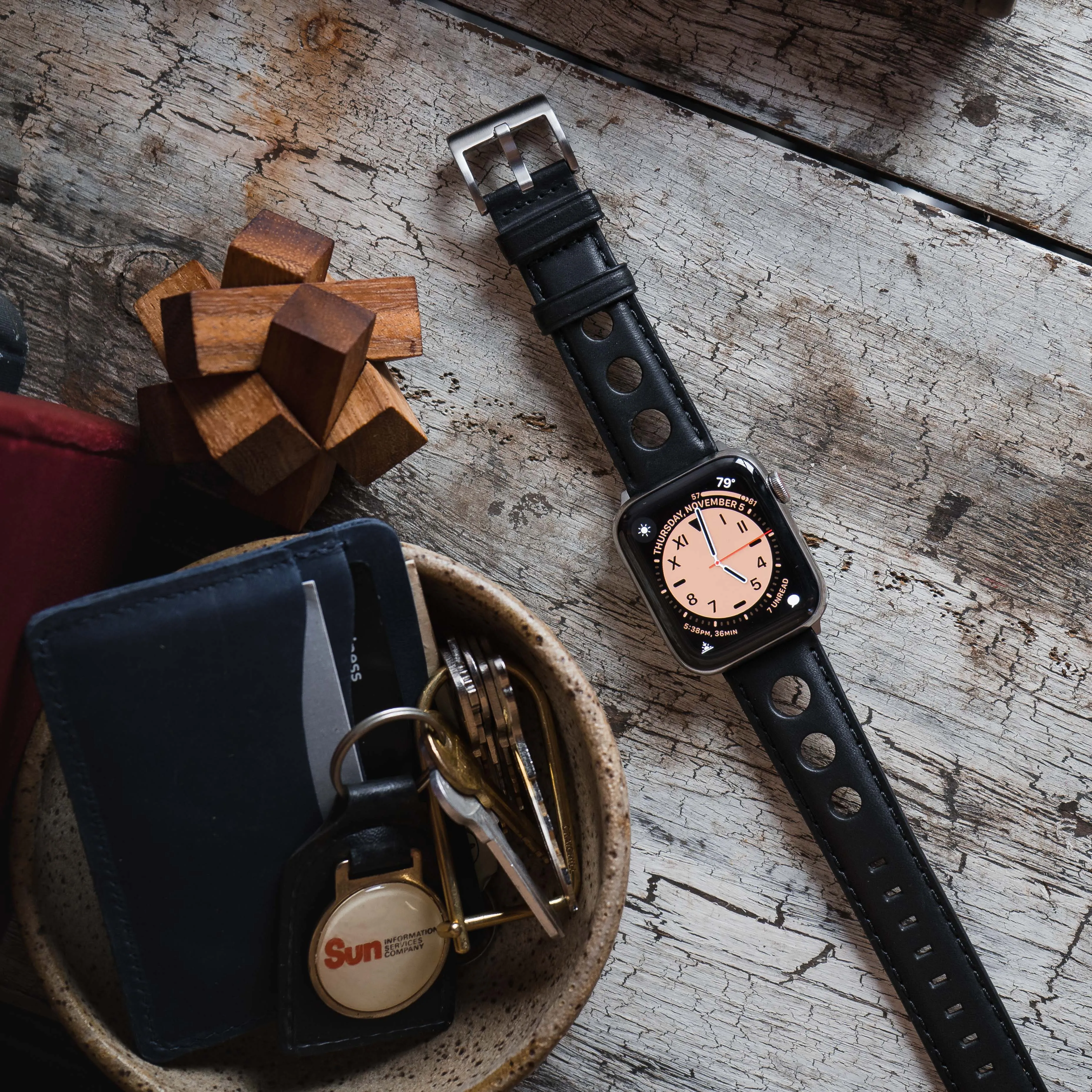Apple Watch Black Rally Horween  Leather Watch Band