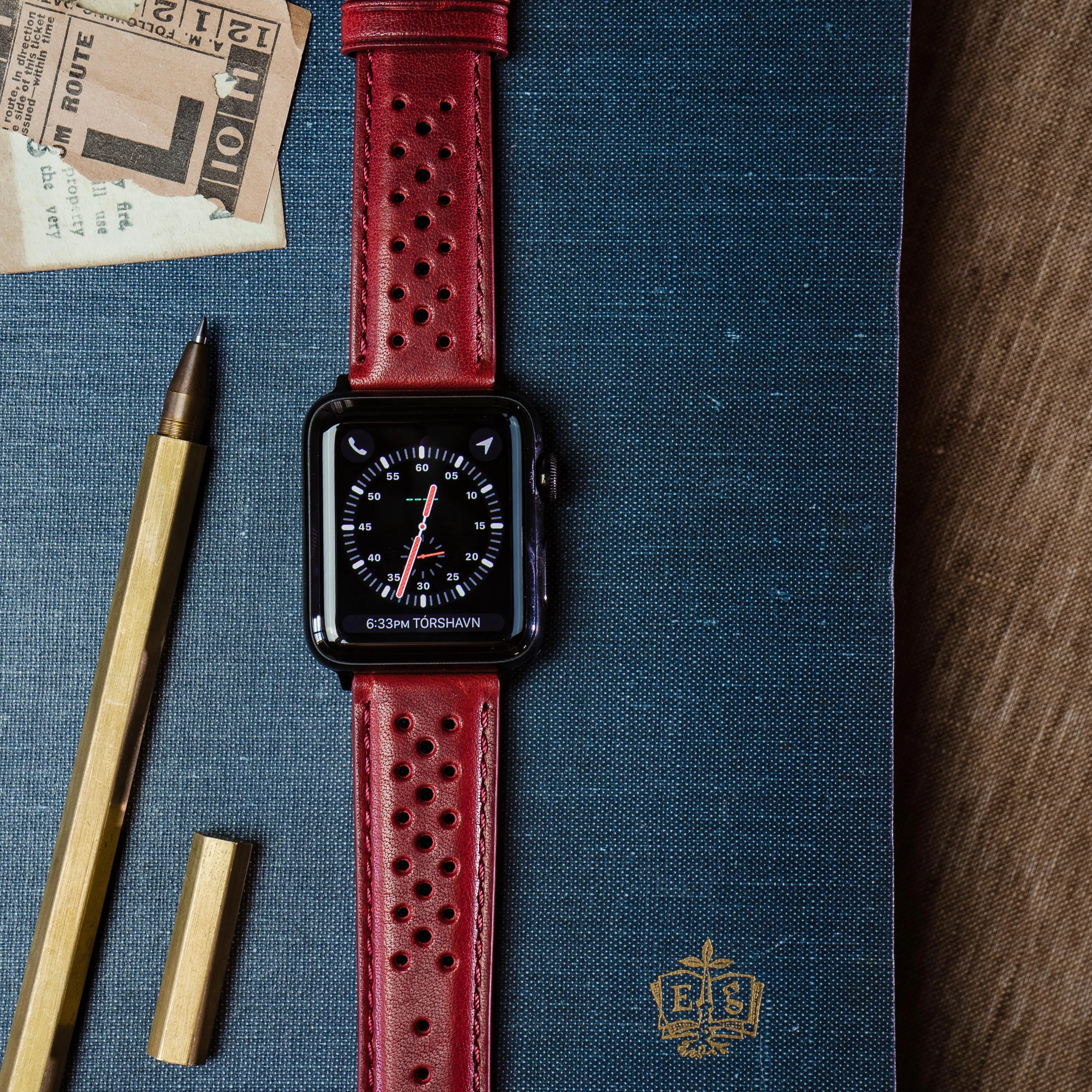 Apple Watch Crimson Red Racing Horween Leather Watch Band (SALE)