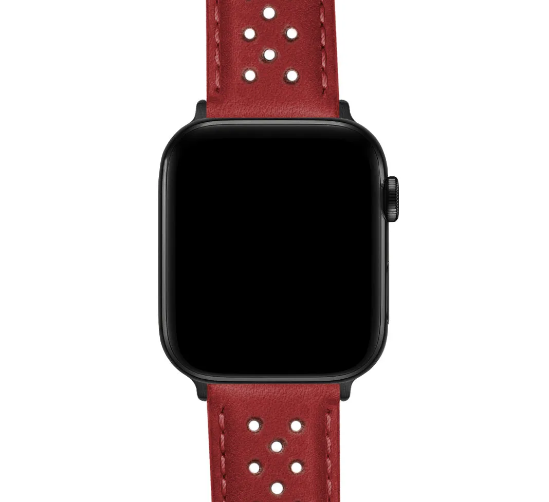 Apple Watch Crimson Red Racing Horween Leather Watch Band (SALE)