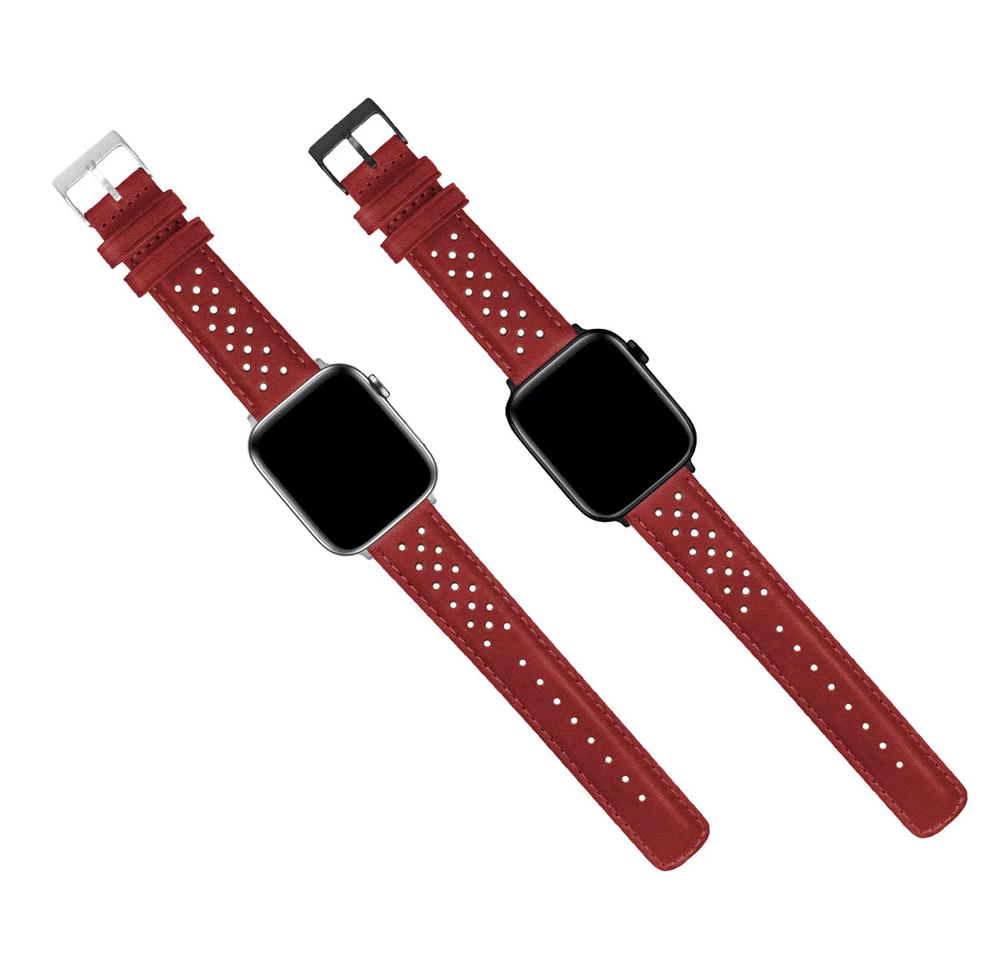 Apple Watch Crimson Red Racing Horween Leather Watch Band
