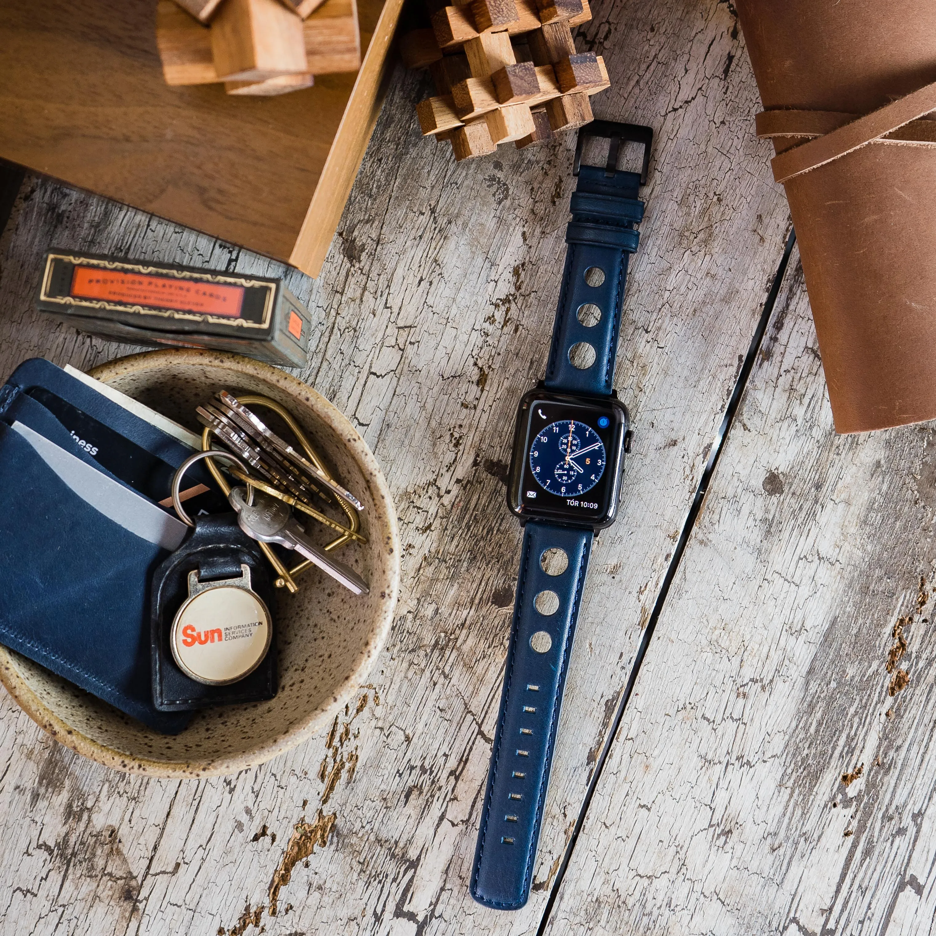 Apple Watch Navy Blue Rally Horween Leather Watch Band