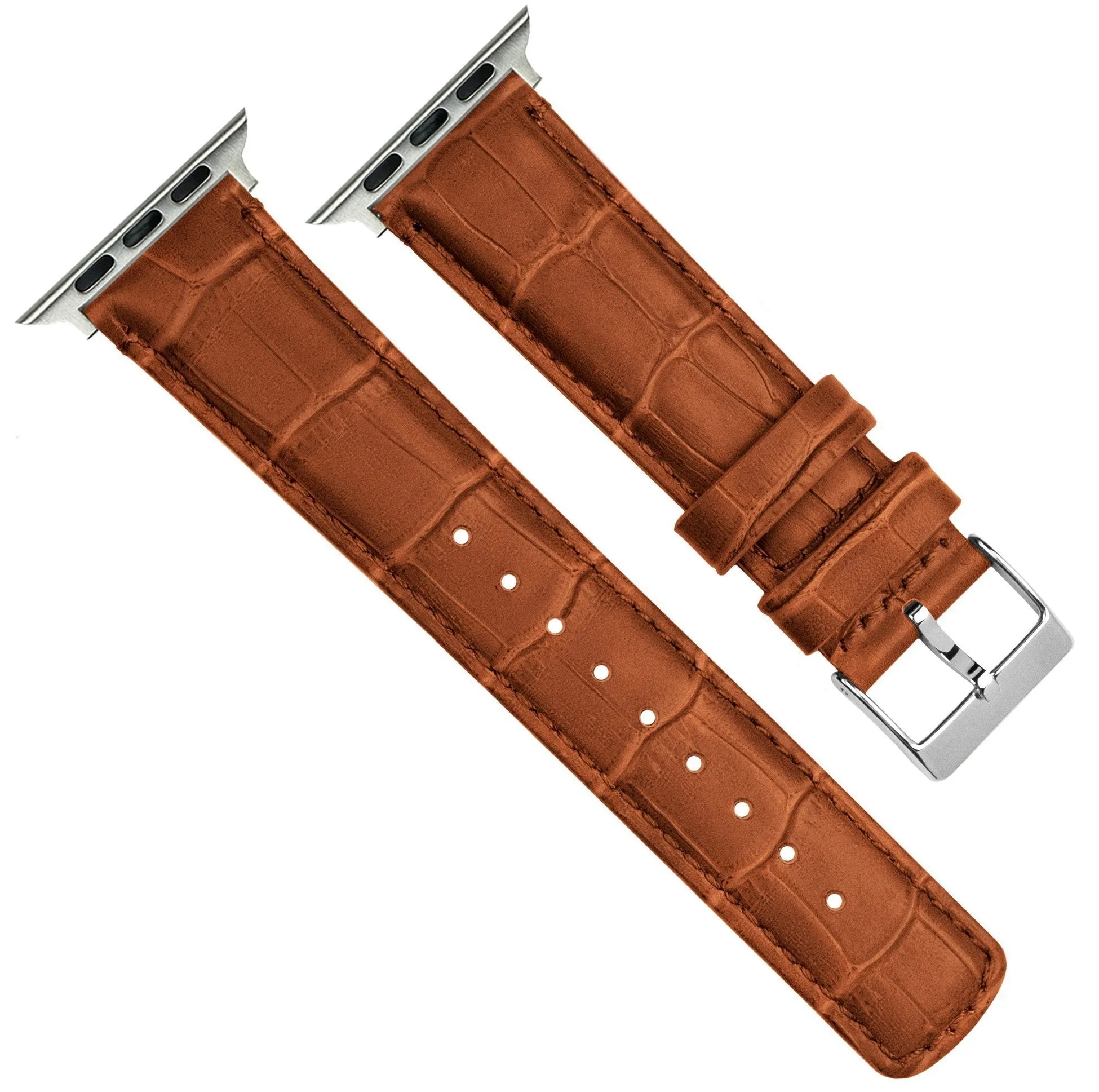 Apple Watch Toffee Brown Alligator Grain Leather Watch Band