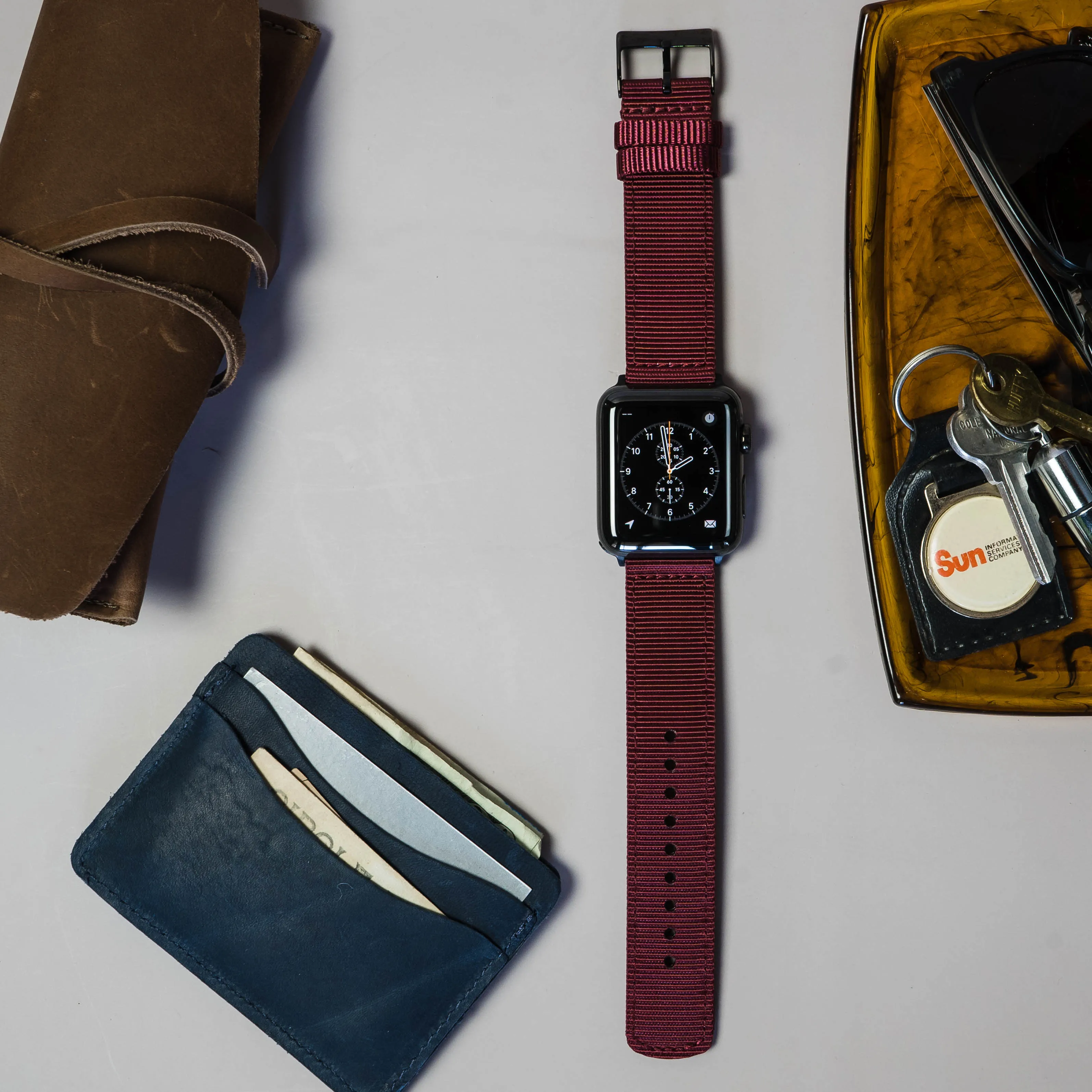 Apple Watch Two Piece NATO® style Merlot Watch Band (SALE)