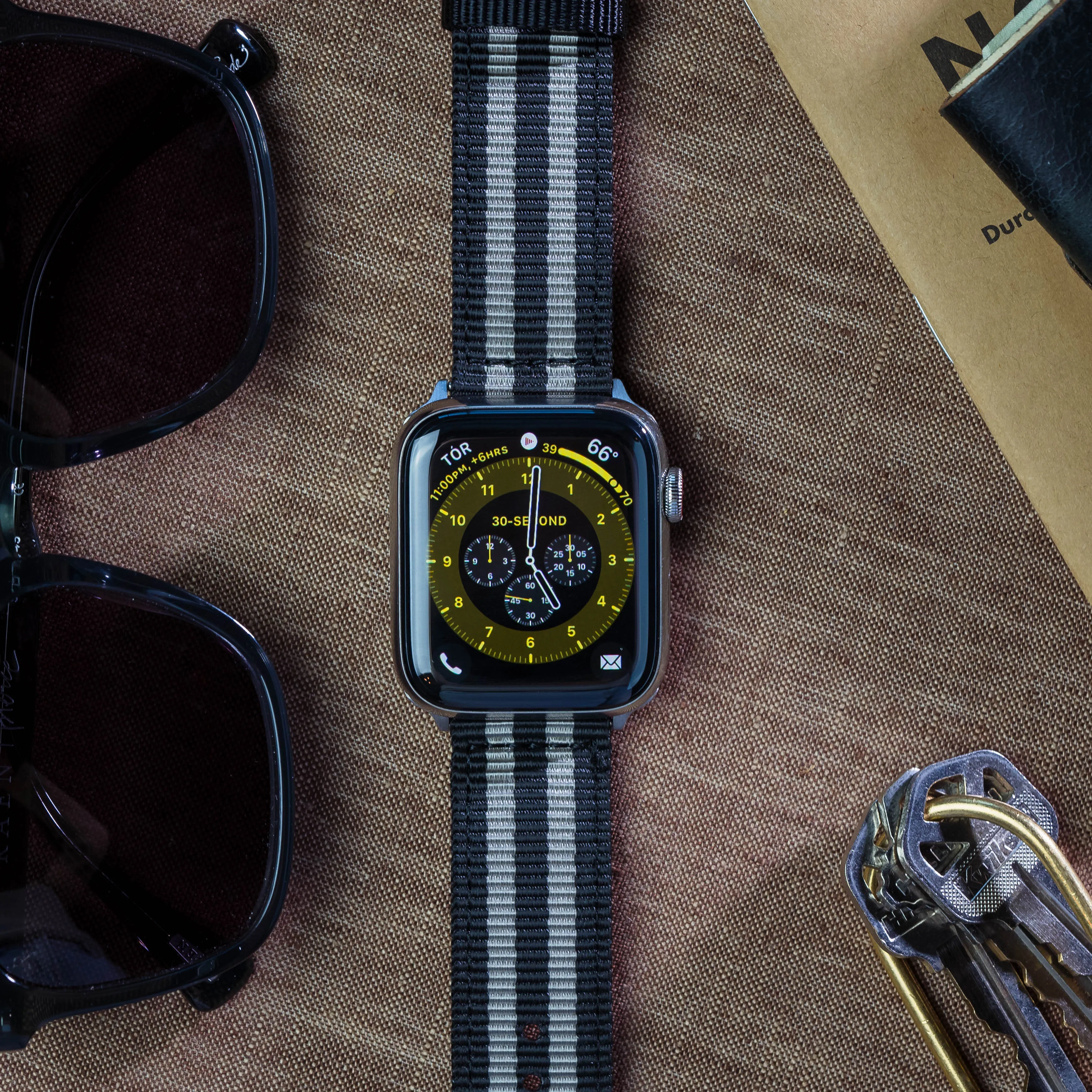 Apple Watch Two Piece NATO® style Smoke Black Bond Watch Band