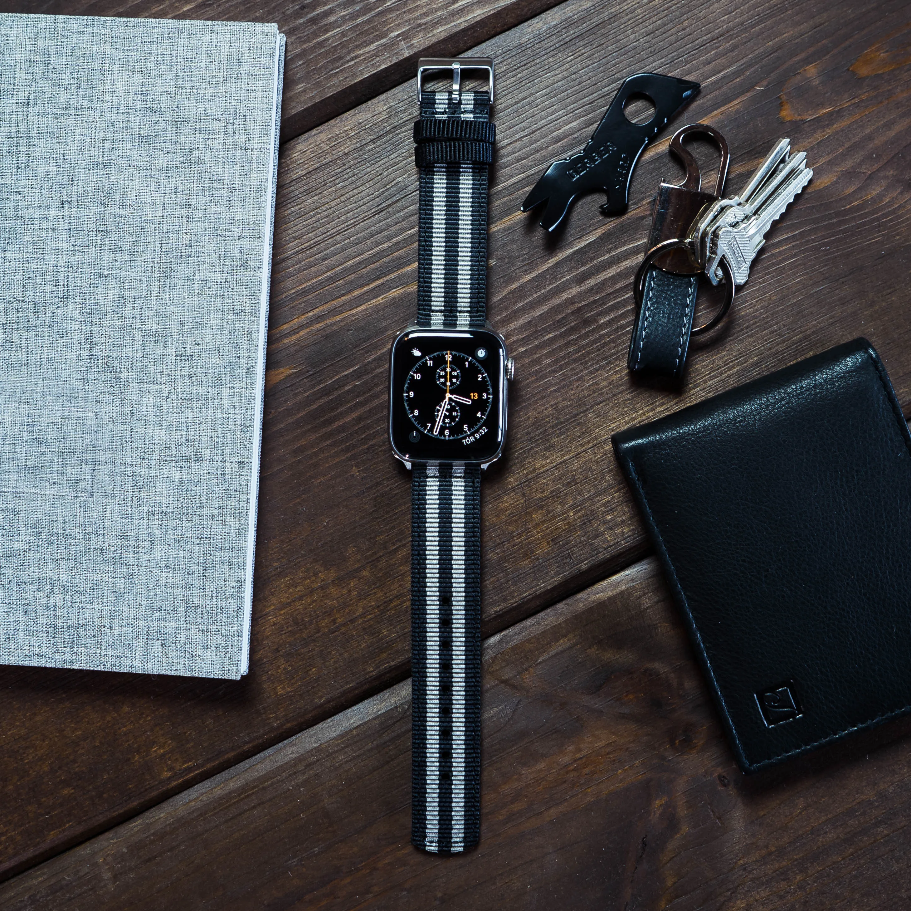 Apple Watch Two Piece NATO® style Smoke Black Bond Watch Band