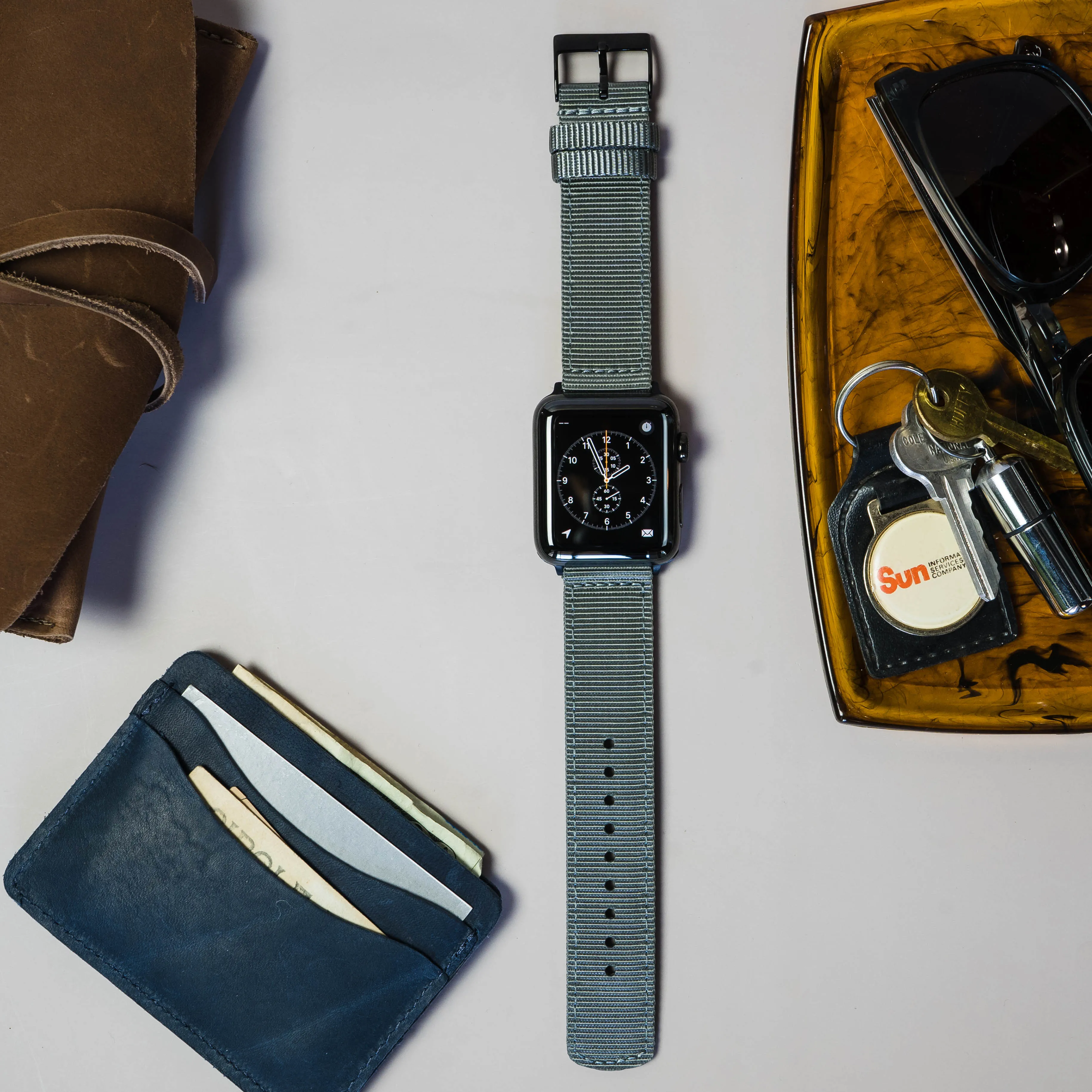 Apple Watch Two Piece NATO® style Smoke Grey Watch Band (SALE)