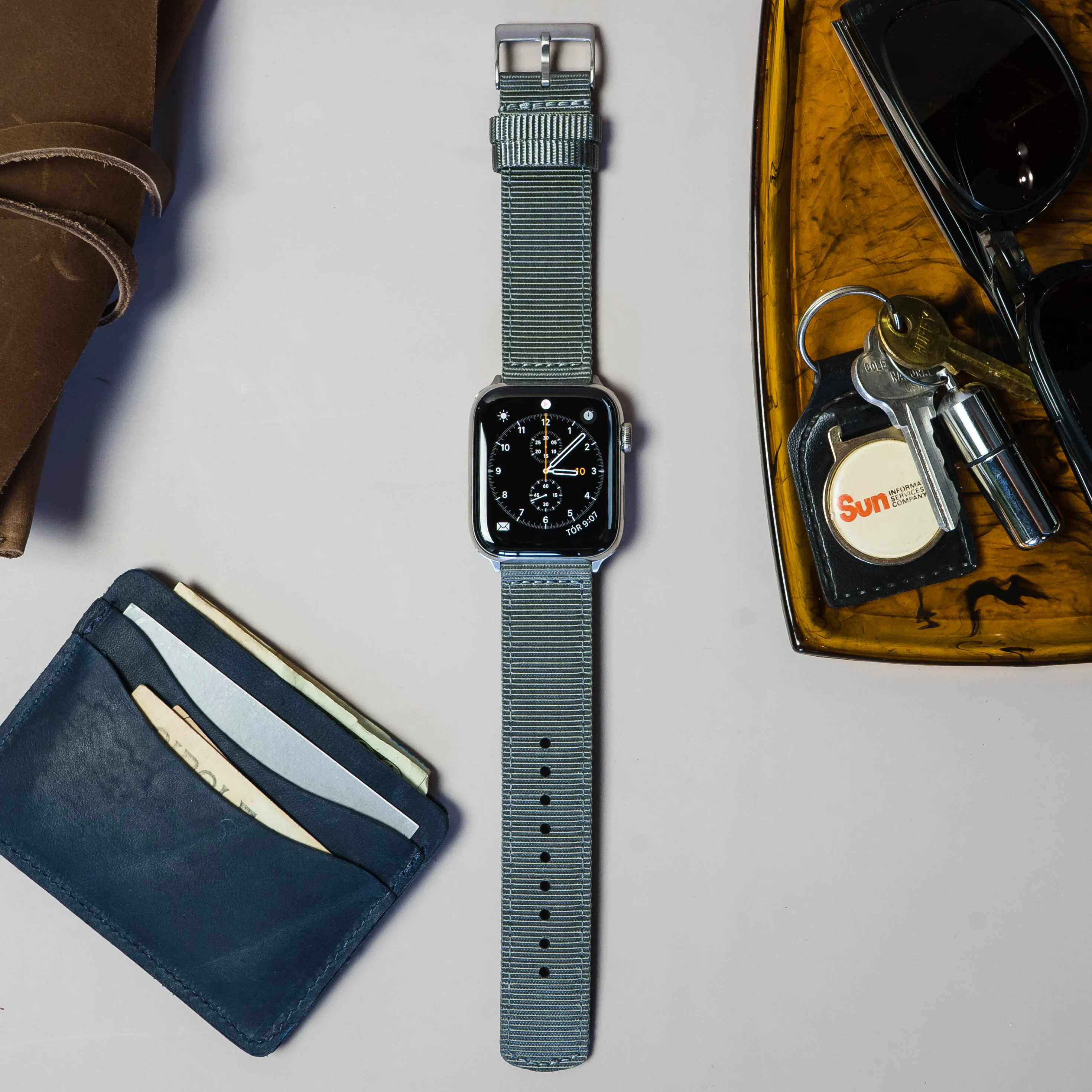 Apple Watch Two Piece NATO® style Smoke Grey Watch Band (SALE)
