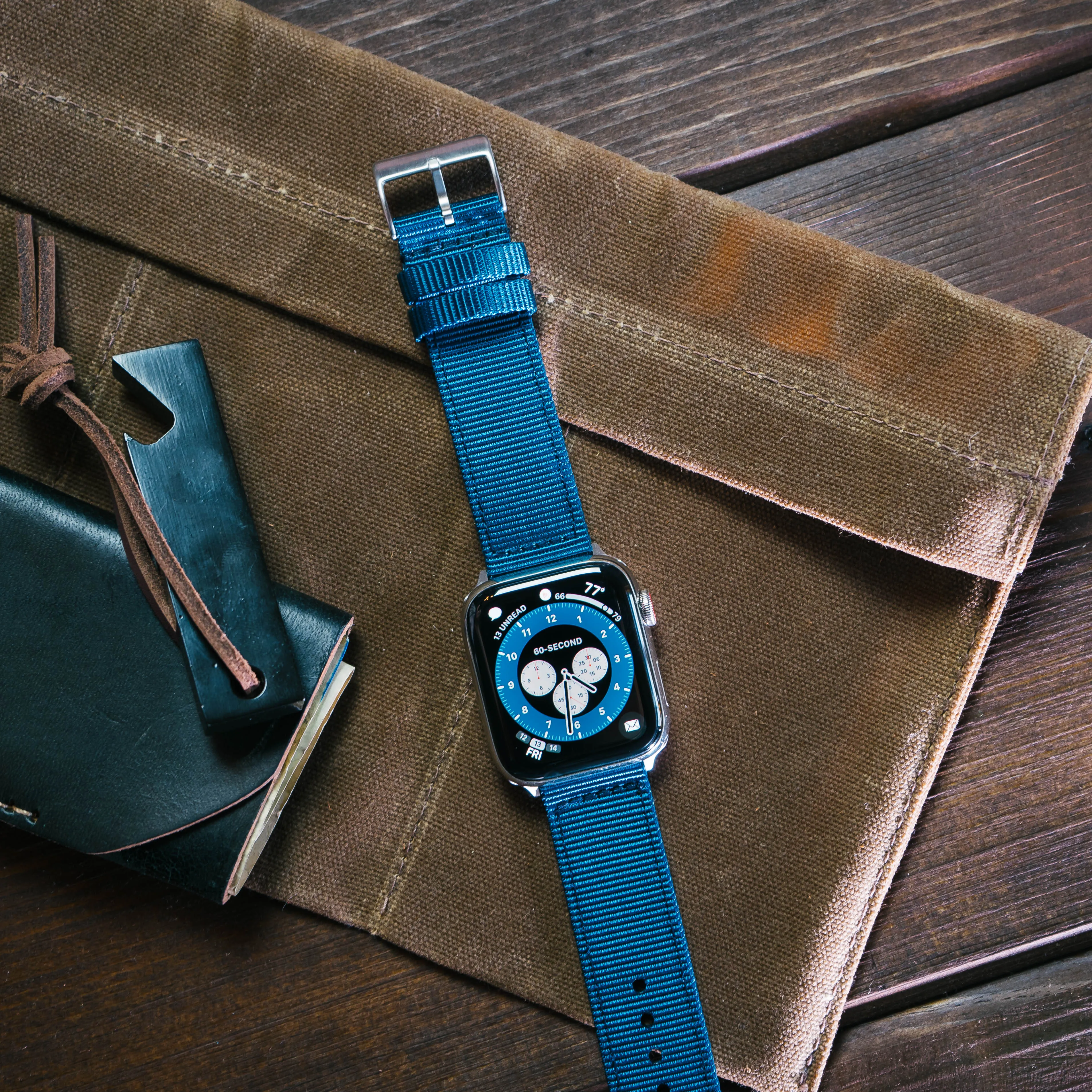 Apple Watch Two Piece NATO® style Steel Blue Watch Band (SALE)