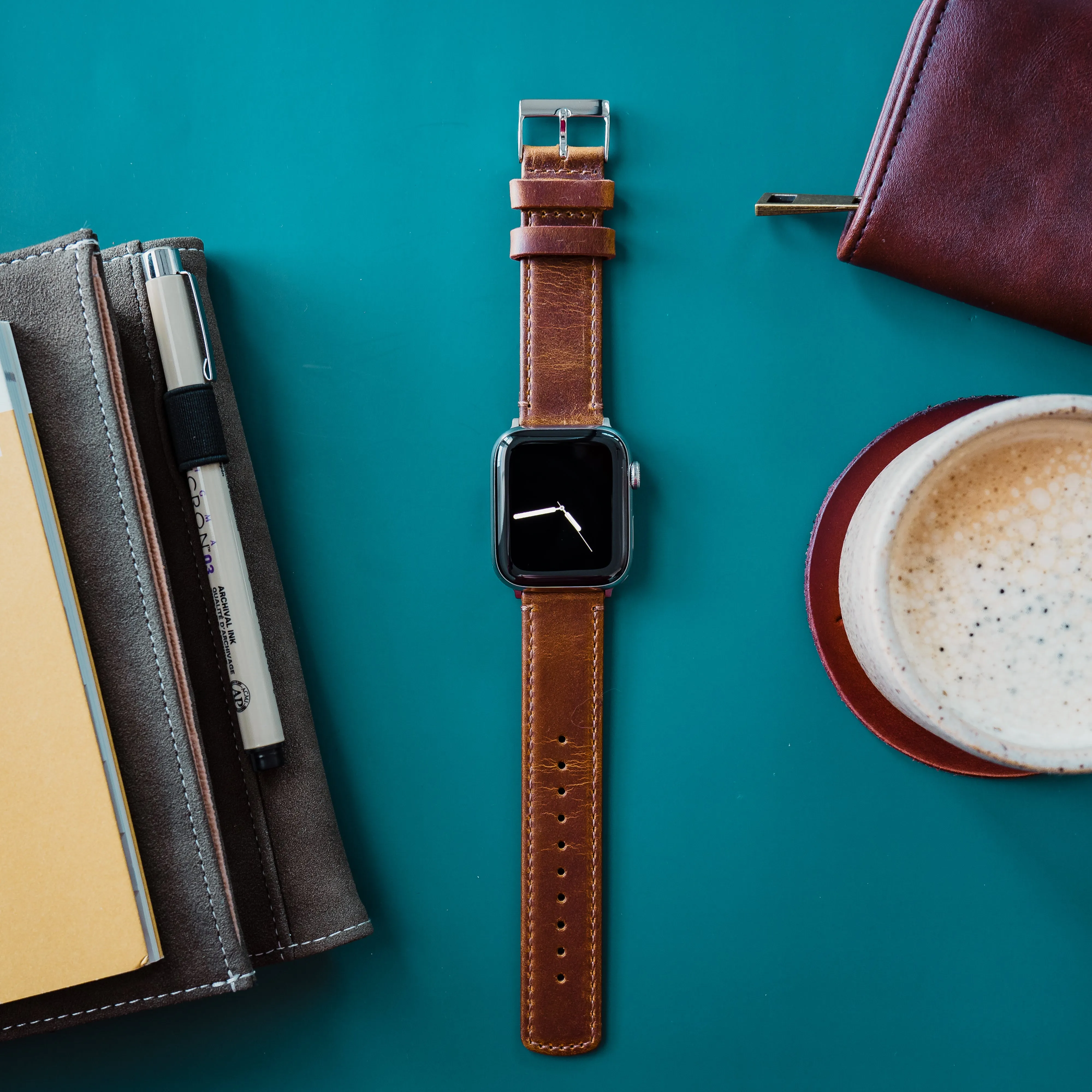Apple Watch Weathered Brown Leather Watch Band