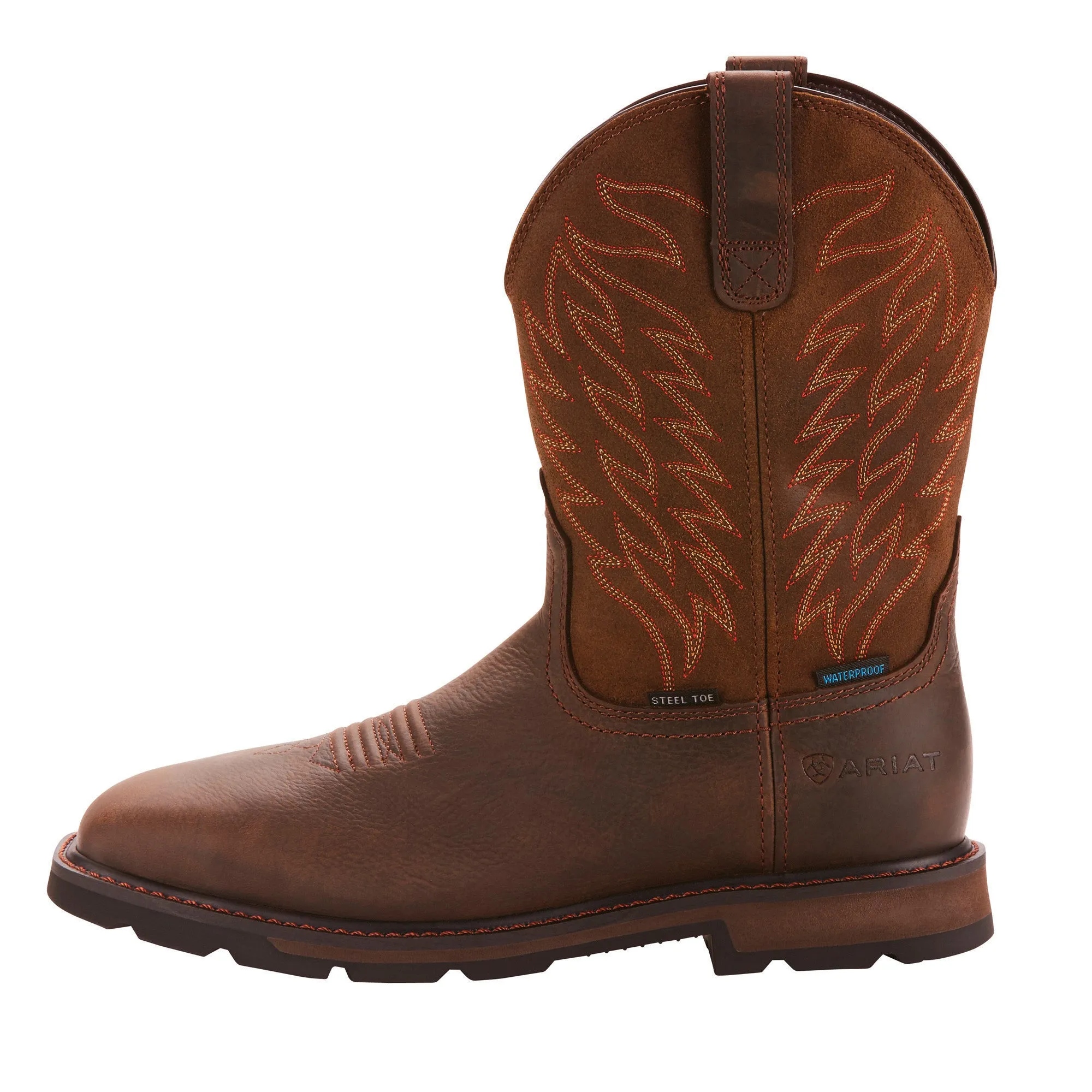 Ariat Men's Dark Brown Groundbreaker Broad Square Toe Waterproof Steel Toe Work Boot