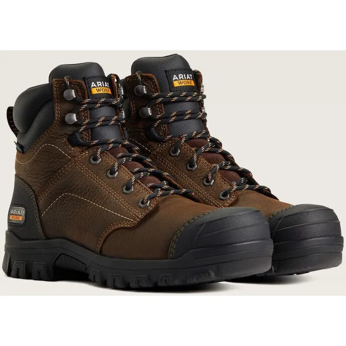 Ariat Men's Treadfast 6" Soft Toe WP Slip Resist Work Boot - Brown - 10040404