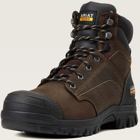 Ariat Men's Treadfast 6" Soft Toe WP Slip Resist Work Boot - Brown - 10040404