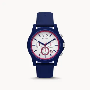 Armani Exchange Men's Chronograph Blue And Purple Silicone Watch