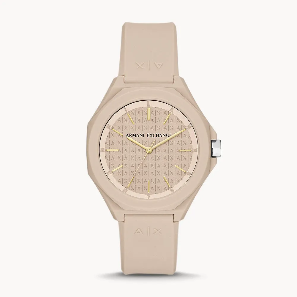 Armani Exchange Women's Three-Hand Nude Silicone Watch