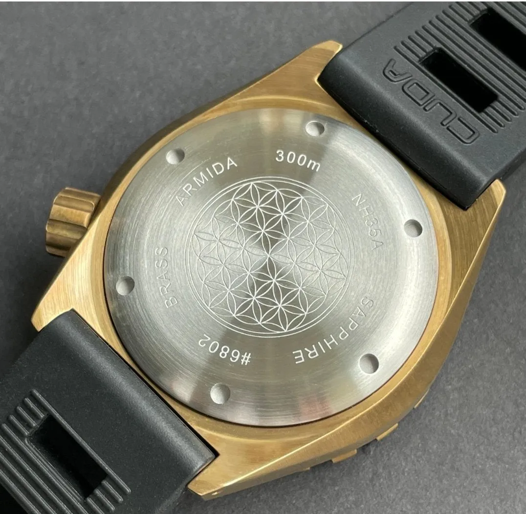 ARMIDA A1 42mm 300m Brass Dive Watch Green no date