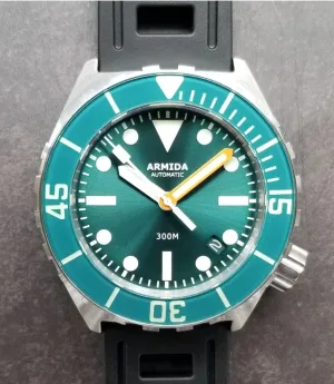 Armida A1 42mm steel teal sunray orange minute sapphire bezel
