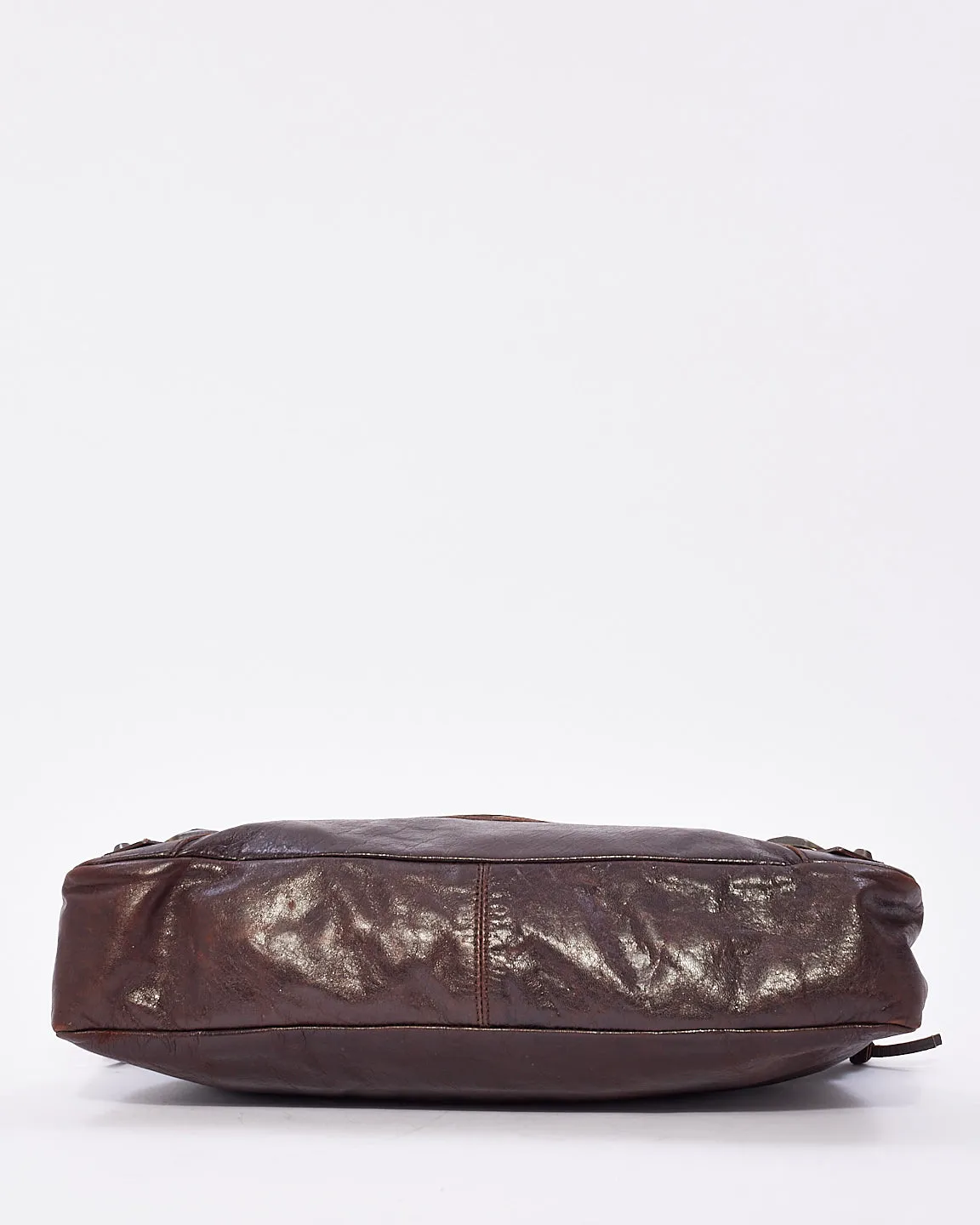 Balenciaga Brown Leather Motocross City Bag