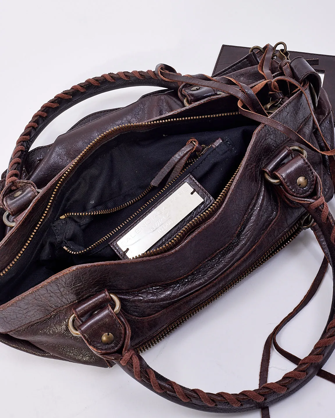 Balenciaga Brown Leather Motocross City Bag