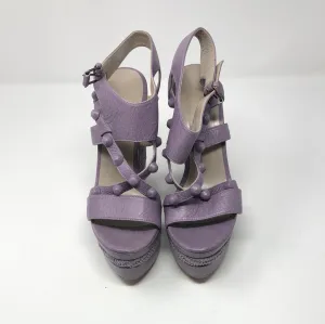 Balenciaga Lavender Leather and Wicker espadrille Wedge