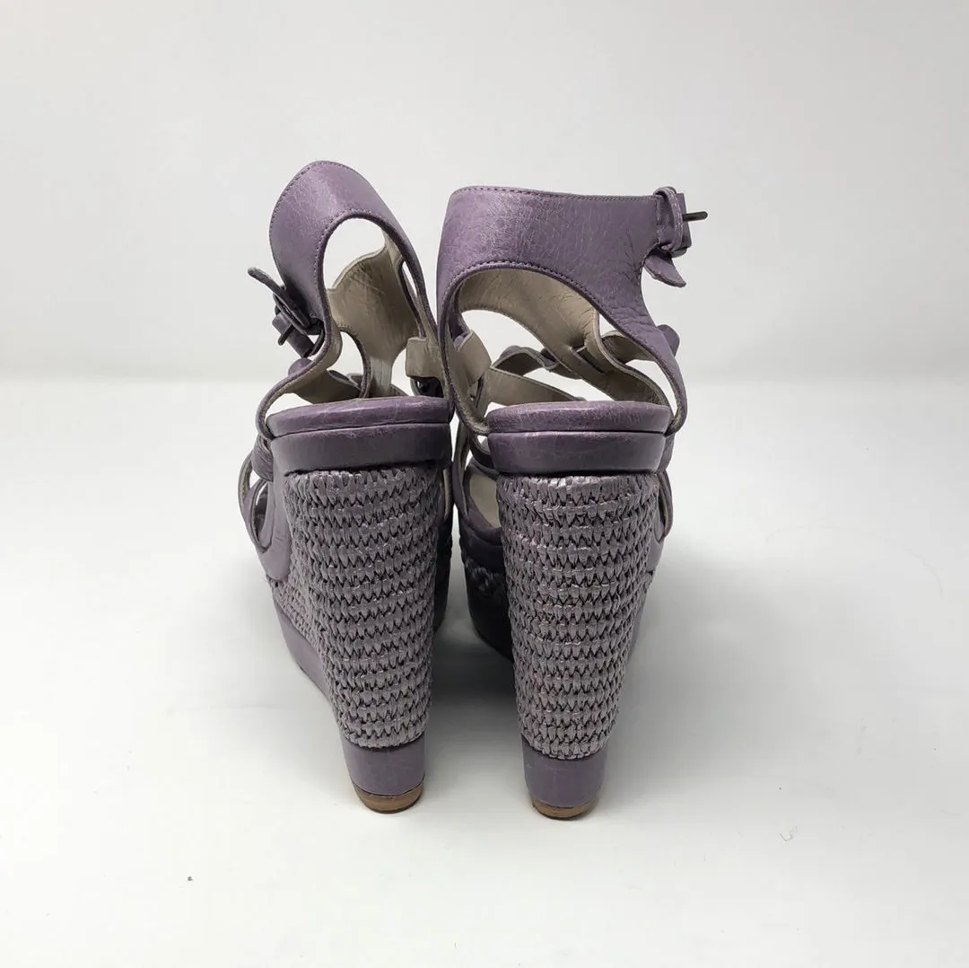 Balenciaga Lavender Leather and Wicker espadrille Wedge
