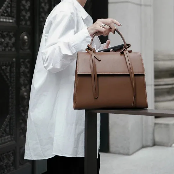 Bank leather walnut handbag