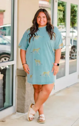 Because Life is Fun Denim Cheetah Dress