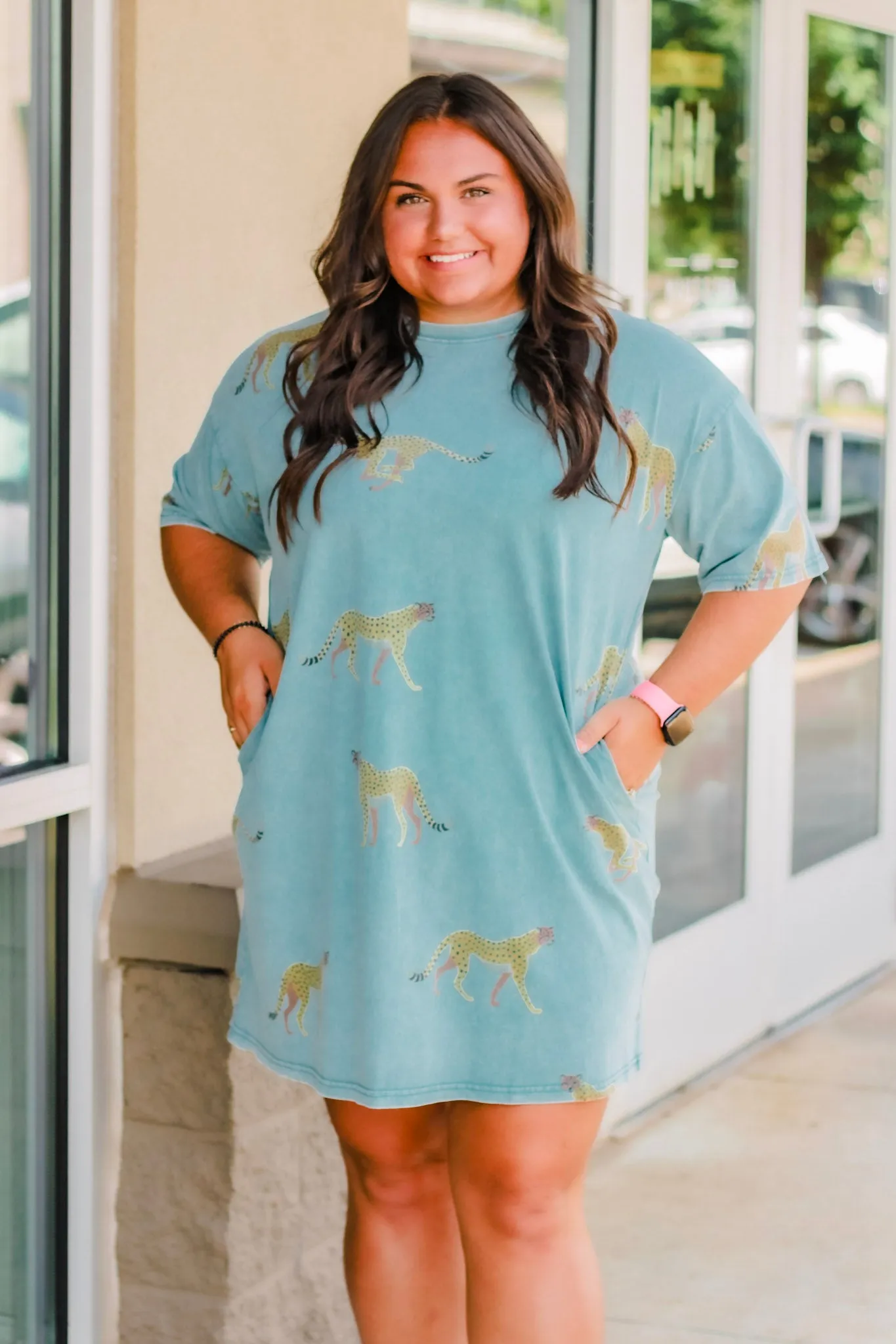 Because Life is Fun Denim Cheetah Dress
