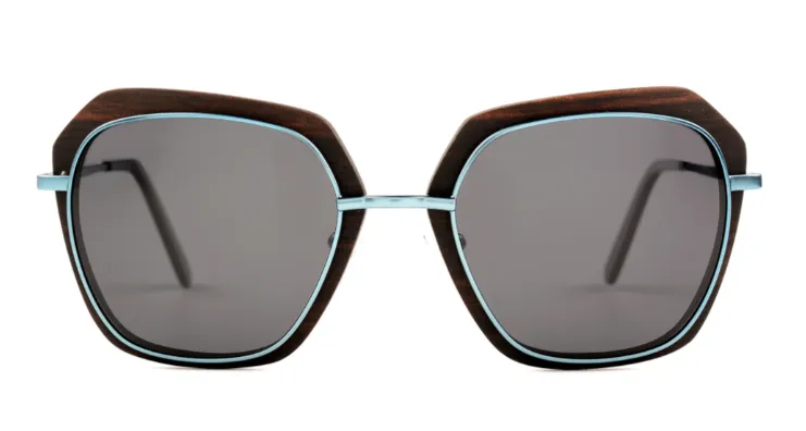 Beverly / Metal x Wood Sunglasses / Ebony / Polarized Lenses