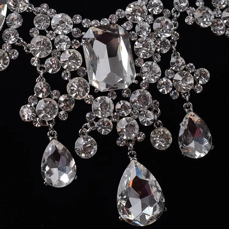 Big Rhinestone Water Drop Statement Crystal Bridal Jewelry Sets