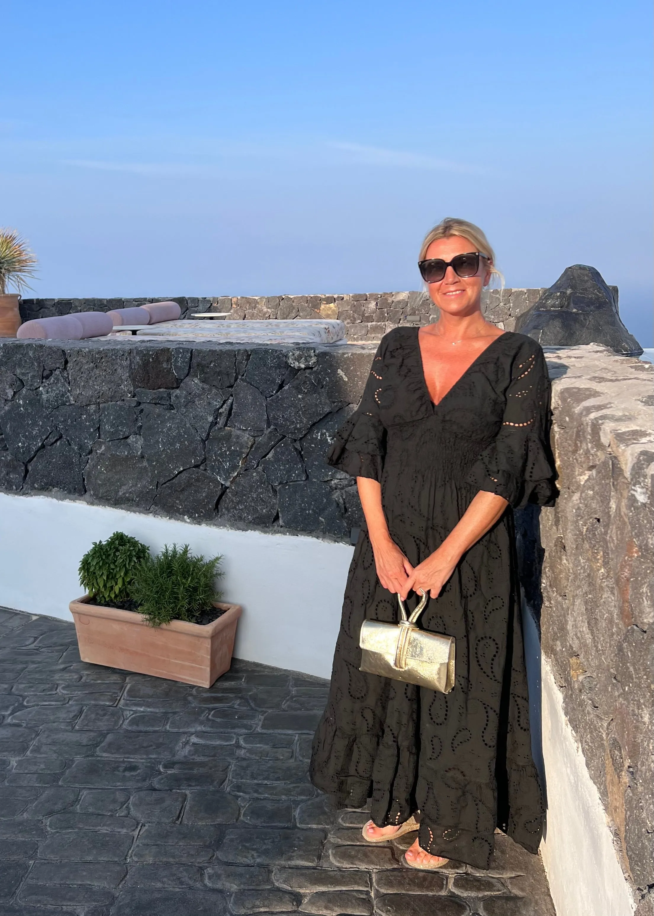 Black Broderie Anglaise Frill Sleeve Dress