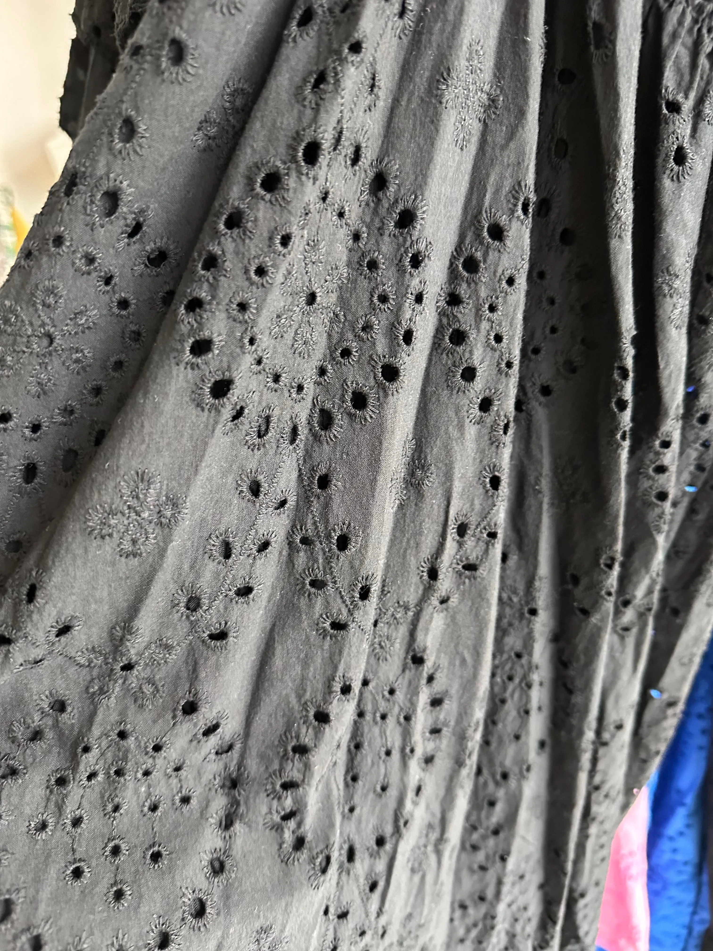 Black Broderie Anglaise Frill Sleeve Dress