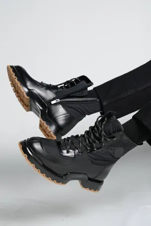 Black Calf Lace-up Boots