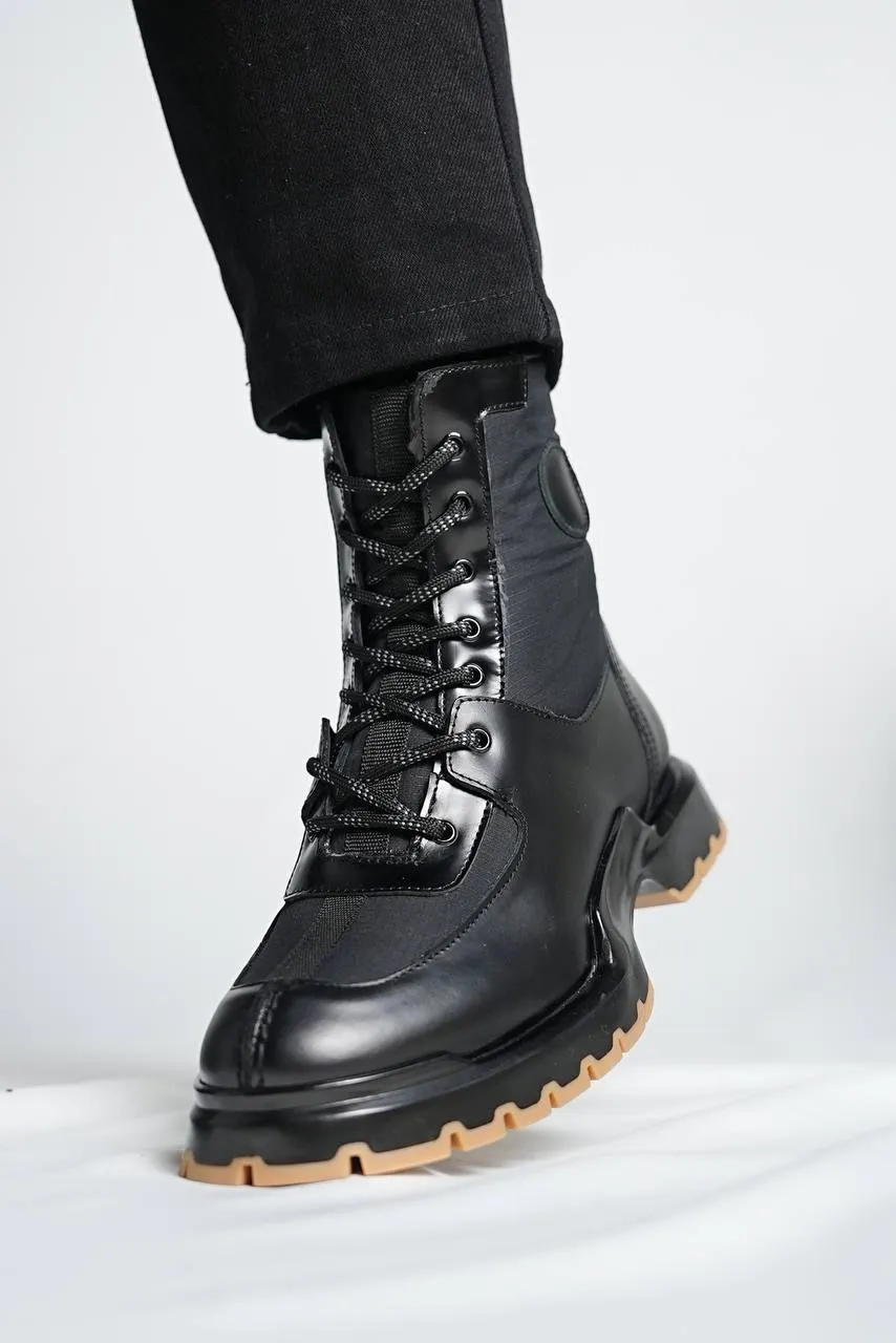 Black Calf Lace-up Boots
