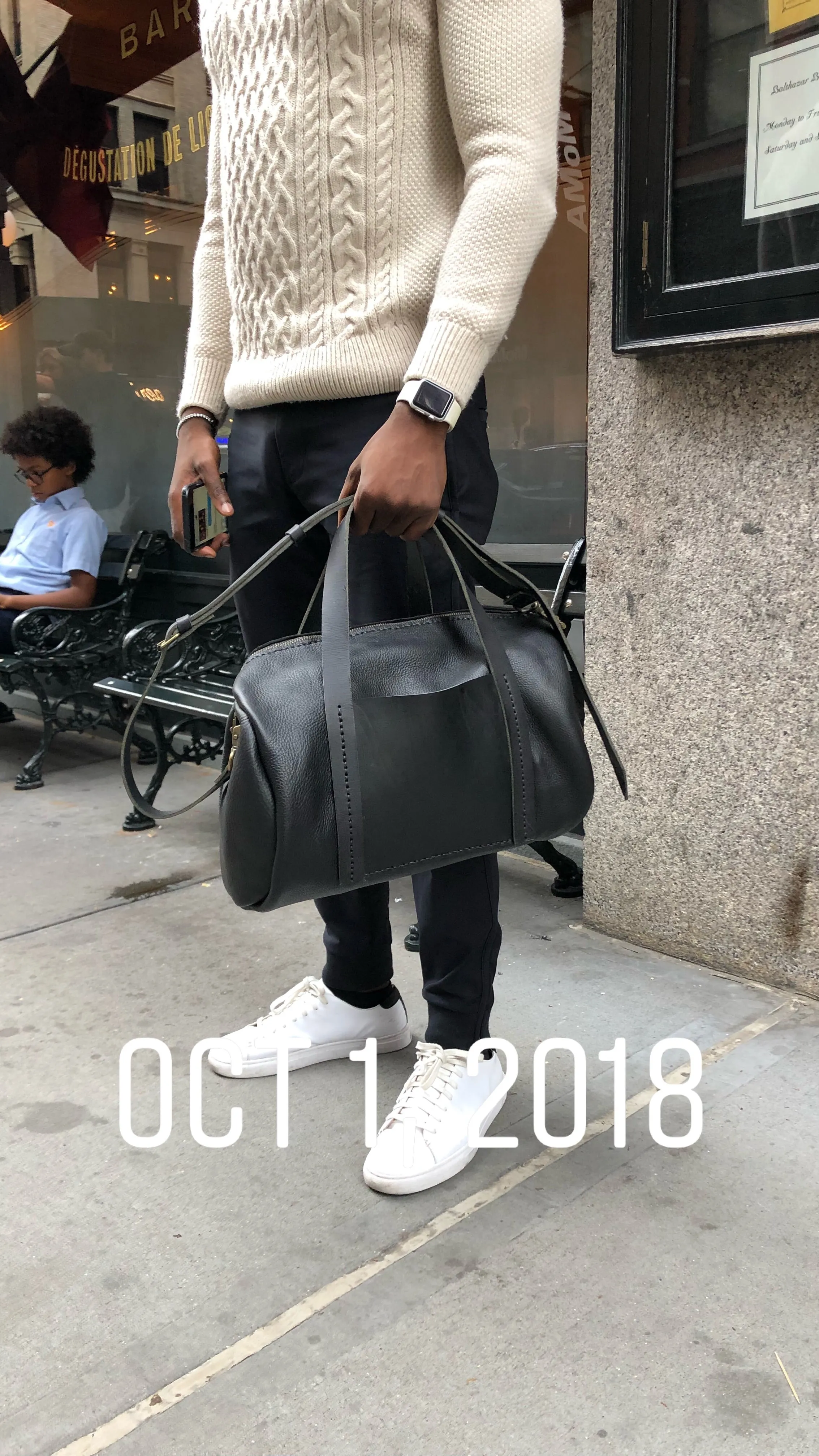 Black duffle, Soft black leather duffle, Soft crossbody bag, Black full grain leather