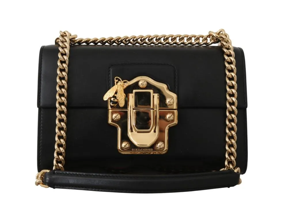 Black Leather LUCIA Shoulder Messenger Borse Purse