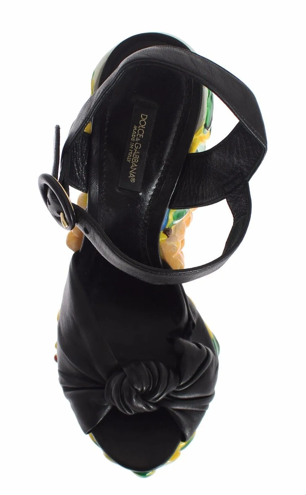 Black Leather Pupil Dolls Wedges Shoes