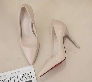 Black Work Shoes Women's Shoes Patent Leather Thin Heels High Heels Ladies Fashion Single Shoes Sexy Party Dress Pumps