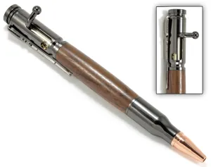 Bolt Action - Solid Black Walnut Wood Ballpoint Pen