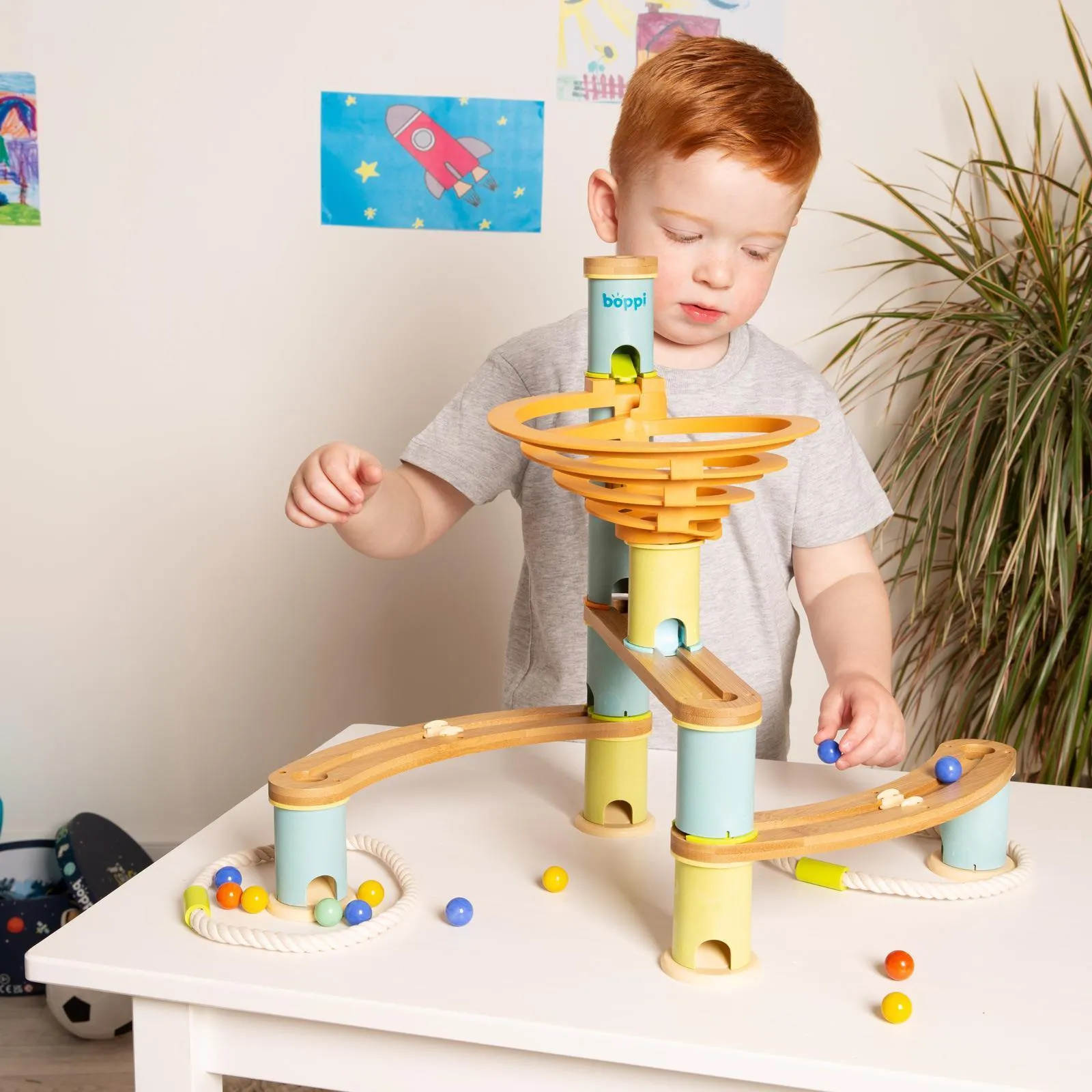 Boppi Wooden Bamboo Marble Run - Starter Pack