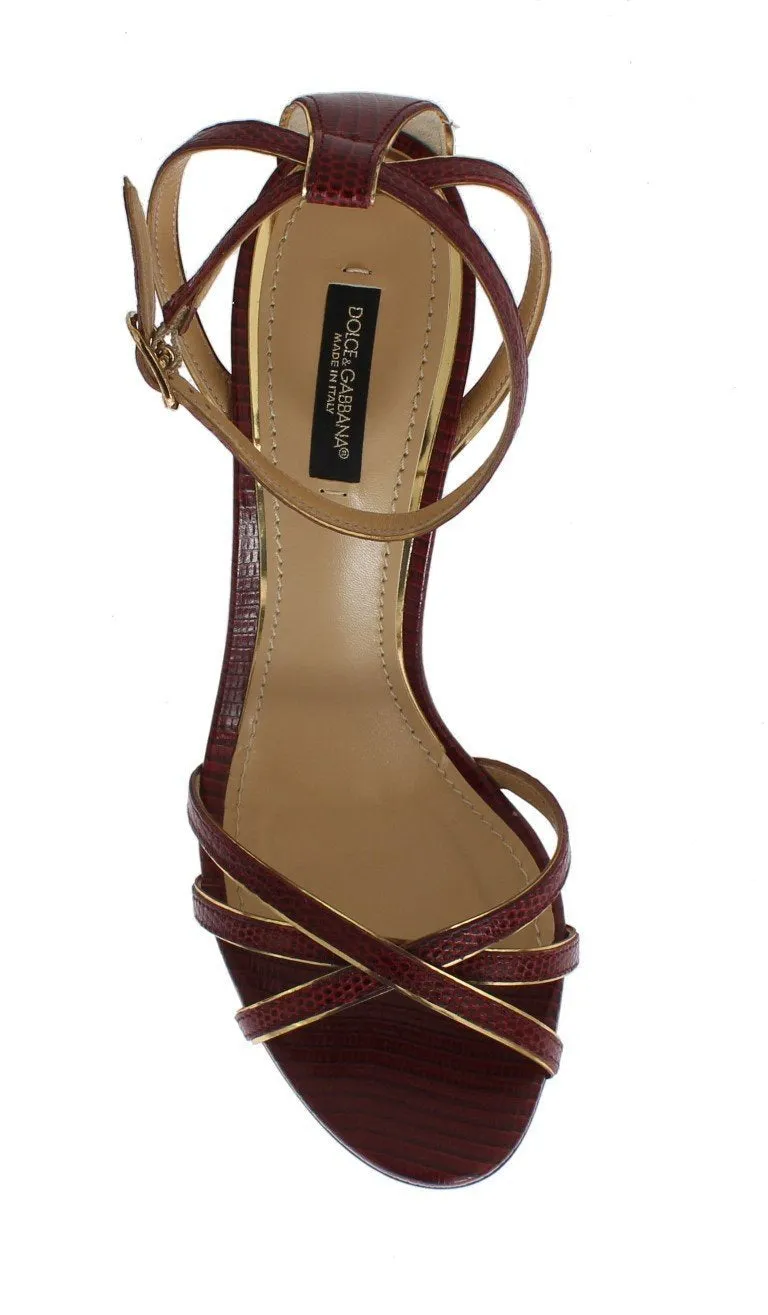 Bordeaux Leather Wedges Sandals