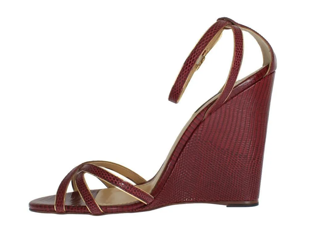 Bordeaux Leather Wedges Sandals